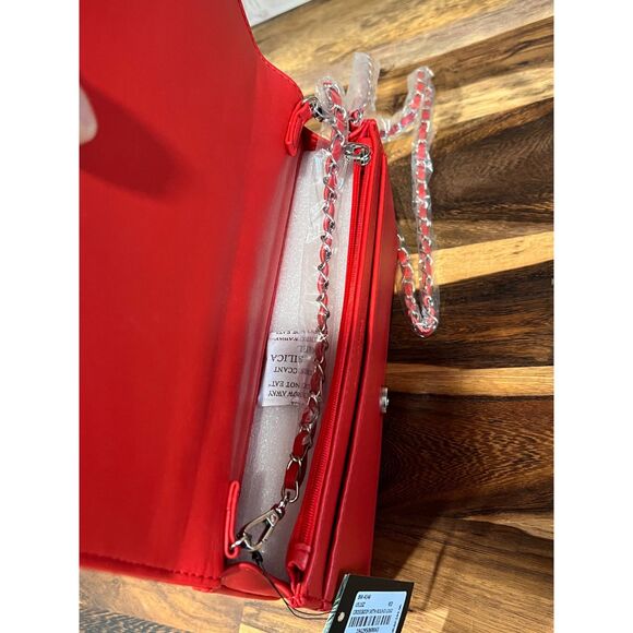 Studio Badgley Mischka Red Quilted Crossbody Purse Vegan Leather NWT - Picture 6 of 7